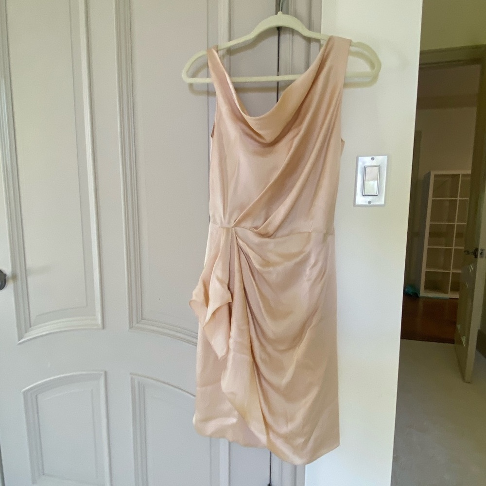 J. Mendel Apricot-colored Ruched Tie Front Cocktail Dress